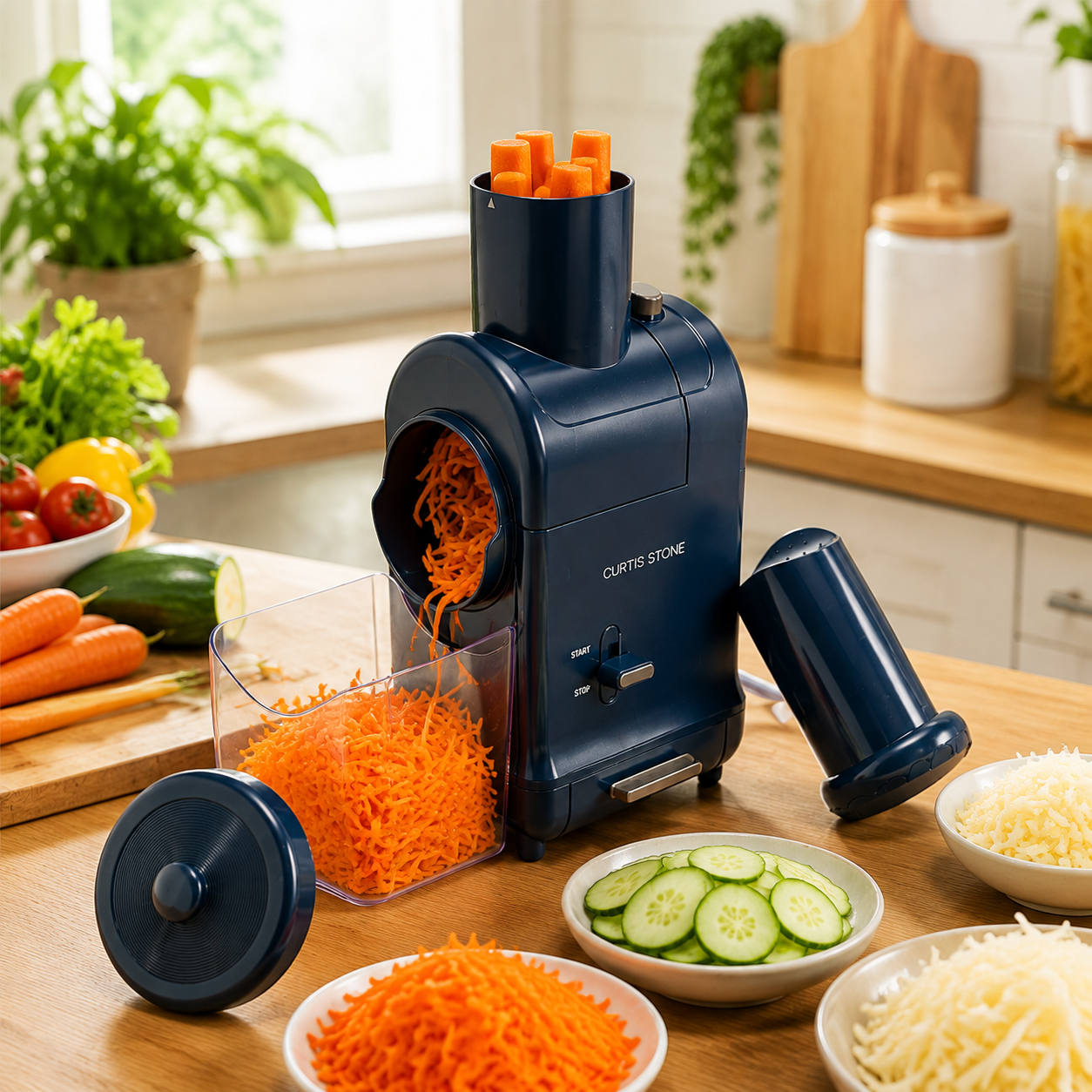 Rotary Cheese Grater with 5 Stainless Steel Blades – Manual Hand Crank Vegetable Slicer, Multi-Function Kitchen Shredder for Cheese, Vegetables & Meal Prep